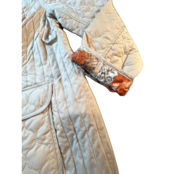 Dennis Basso Quilted Reversible Jacket Floral Beige Size Large Cottage Core - Picture 2 of 8